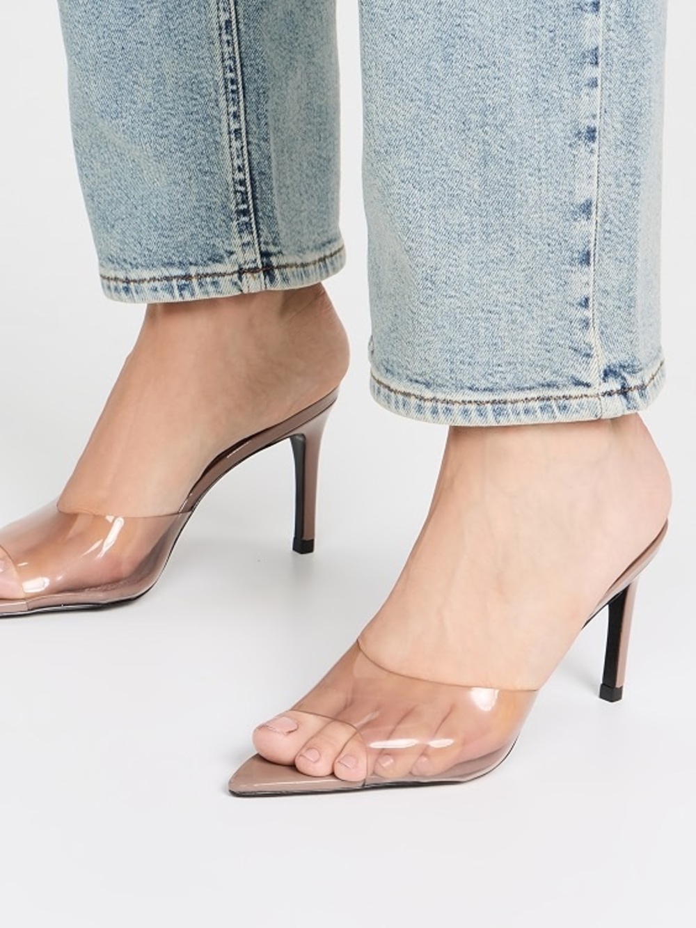 Black Suede Studio Belle 80 Mule in Old Rose (Size 37)